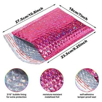 30 Pieces Holographic Bubble Mailers Padded Mailer Holographic Bubble Mailers Padded Envelopes Self Sealing Cushion Envelopes for Mailing, Shipping and Packing