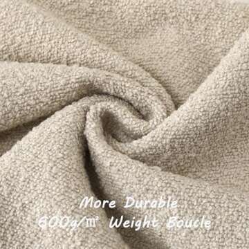 FUTEI Pack of 2 Beige Boucle Accent Decorative Throw Pillow Covers,18x18 Inch Soft Solid Textured Cu...