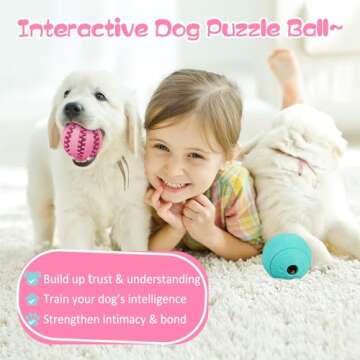 HIPPIH Dog Puzzle Toys, Interactive Dog Toys for Large Dogs & Small Dogs, Puppy Toys for IQ Training/Chewing, Durable Dog Balls for Pet Teeth Cleaning/Treat Dispensing, Dog Enrichment Toys 2 Pack