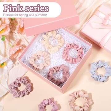 Exquisite 8-Piece Satin Hair Scrunchies Set - Pink Series for Women and Girls