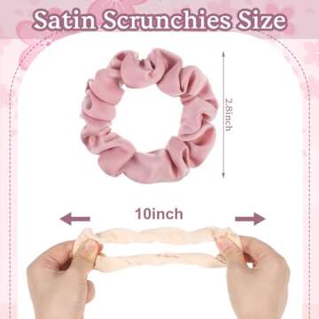 Satin Hair Scrunchies - 8 Piece Pink Series for Women