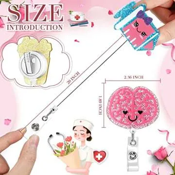 9pcs Nurse Badge Reel Nurse Retractable Holder Bling Glitter Scrub Life Reel Scrub Life ID Name Badge Holder Nursing Name with Alligator Clip for Office Nurses Doctors(Lovely)