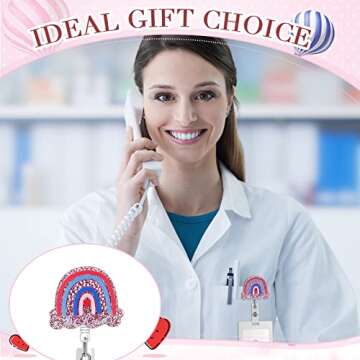 9pcs Nurse Badge Reel Nurse Retractable Holder Bling Glitter Scrub Life Reel Scrub Life ID Name Badge Holder Nursing Name with Alligator Clip for Office Nurses Doctors(Lovely)