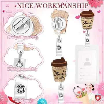 9pcs Nurse Badge Reel Nurse Retractable Holder Bling Glitter Scrub Life Reel Scrub Life ID Name Badge Holder Nursing Name with Alligator Clip for Office Nurses Doctors(Lovely)