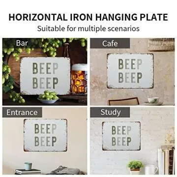 NAMEY Funny Vintage Tin Metal Sign Beep Beep Nursery Decor Cars Theme Boys Room Wall Decor Green Toddler Room Wall Art 12x16 Inch Suitable for Home and Bar Cafe Wall Decor