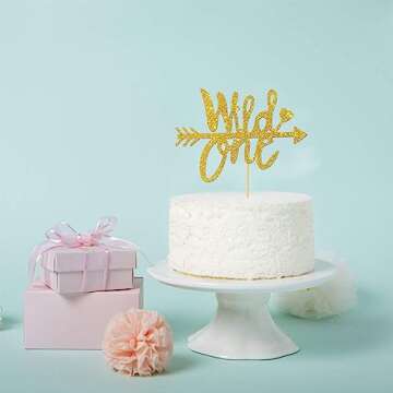 Gold Glitter Wild One Cake Topper for Birthday Celebrations
