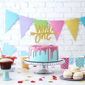 Gold Glitter Wild One Cake Topper for Birthday Celebrations
