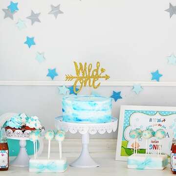 Gold Glitter Wild One Cake Topper for Birthday Celebrations