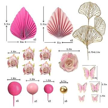 Boho Flower Cake Toppers Balls Cake Decorations with Butterflies for Birthday Party Wedding Baby Sho...