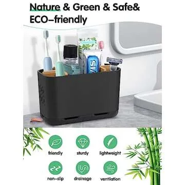 GFWARE Black Toothbrush Holder, Bamboo Toothbrush and Toothpaste Holder with Drainage, Electric Kids...