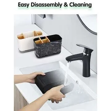 GFWARE Black Toothbrush Holder, Bamboo Toothbrush and Toothpaste Holder with Drainage, Electric Kids Matte Black Toothbrush Holders Set Organizer for Bathrooms Countertop Accessories Storage