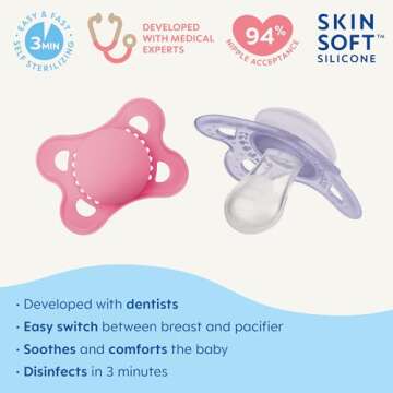 MAM Original Matte Baby Pacifier, Nipple Shape Helps Promote Healthy Oral Development, Sterilizer Ca...