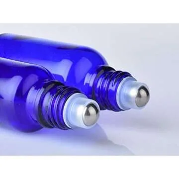 Refillable Blue Glass Roll-on Bottles for Essential Oils