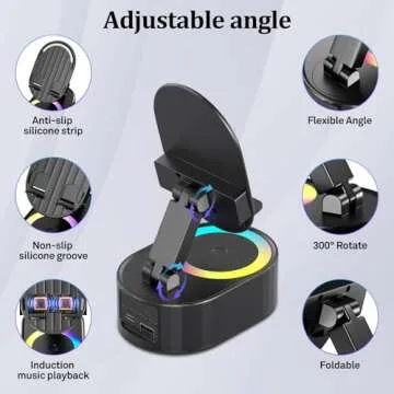 AKLLCCR Wireless Induction Bluetooth Speaker with Light