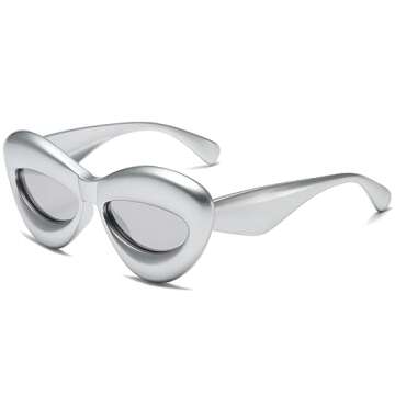 AWGSEE Trendy Inflated Shape Lip Sunglasses for Women Fashion Oversized Cat Eye Shades UV400 Protect...