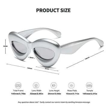 AWGSEE Trendy Inflated Shape Lip Sunglasses for Women Fashion Oversized Cat Eye Shades UV400 Protection