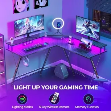 SEVEN WARRIOR L Shaped Gaming Desk with LED Lights
