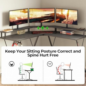 SEVEN WARRIOR L Shaped Gaming Desk with LED Lights