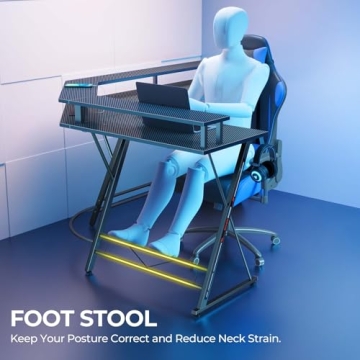 SEVEN WARRIOR L Shaped Gaming Desk with LED Lights