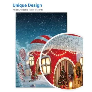 Funnytree 5x7ft Christmas Candy Cup House Photography Backdrop Snow Pine Tree Red and White Stripes Background Children Newborn Baby Portrait Photo Studio Photobooth Props