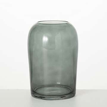 Sullivans Smoked Glass Vase, Flower Vase for Modern Home Decor, Minimalist Vase for Shelf and Table,...