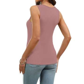 WIHOLL Business Casual Tops for Women Summer Fashion 2024 Slimming Fitted Tank Tops for Ladies Grey Pink S