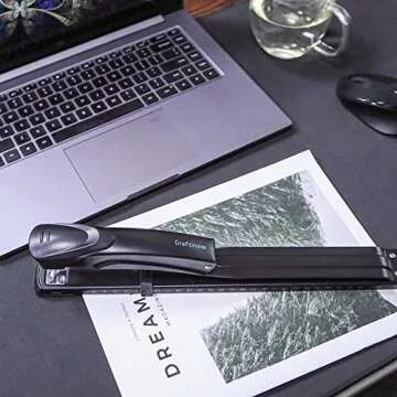 Craftinova Long Reach Stapler,with 2000 Staples & Stapler Remover Full Strip，20-25 Sheet Capacity,with Built-in Ruler and Adjustable Locking Paper Guide, Black