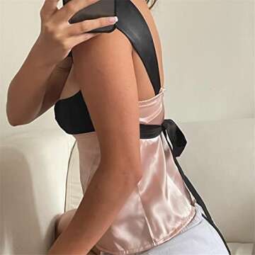 Alyweatry Women Sexy Cap Sleeve Tank Crop Top Low Cut Sweetheart Neck Slim Fit Fairycore Grunge Sexy Top Chic Streetwear (S, 2-Pink)