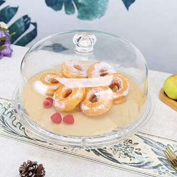Valentines Day Gifts Cake Stand for Party Clear Acrylic 6-in-1 Sweet Dessert Cake Plate with 12”Dome Multi-Function Serving Platter, Salad & Punch Bowl Gift for Summer Party Outdoor Camping