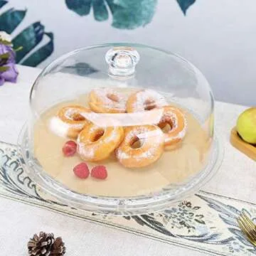 Valentines Day Gifts Cake Stand for Party Clear Acrylic 6-in-1 Sweet Dessert Cake Plate with 12”Dome Multi-Function Serving Platter, Salad & Punch Bowl Gift for Summer Party Outdoor Camping