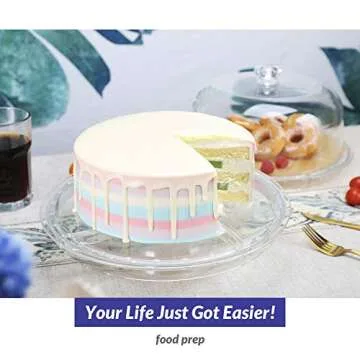 Valentines Day Gifts Cake Stand for Party Clear Acrylic 6-in-1 Sweet Dessert Cake Plate with 12”Dome Multi-Function Serving Platter, Salad & Punch Bowl Gift for Summer Party Outdoor Camping