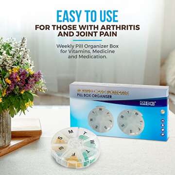 Weekly Pill Organizer - Pack of 2 - 7 Day Round Pill Cases for Medication Planning