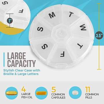 Weekly Pill Organizer Pack of 2, Travel Friendly