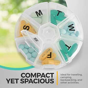 Weekly Pill Organizer Pack of 2, Travel Friendly