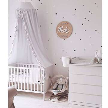 MOMAID Bed Canopy with Frills Reading Nook Game Tent for Kids Boho Hanging Net Play Room Decor(White)