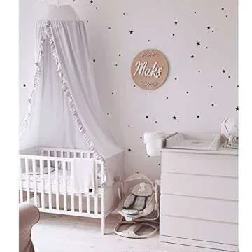 MOMAID Bed Canopy with Frills Reading Nook Game Tent for Kids Boho Hanging Net Play Room Decor(White)