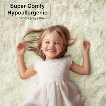 PAGISOFE Cream White Round Rug - Soft & Fluffy for Kids