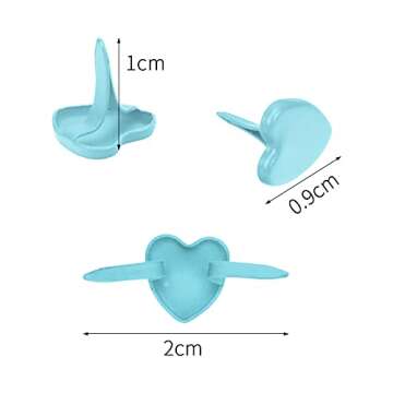 Xijuer 200PCS Metal Paper Brass, Mini Brads Multi Color Small Heart Metal Brad, Paper Fasteners Past...