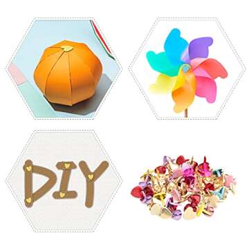 Xijuer 200PCS Metal Paper Brass, Mini Brads Multi Color Small Heart Metal Brad, Paper Fasteners Pastel Brads for Art Scrapbooking Crafting, Multicolor