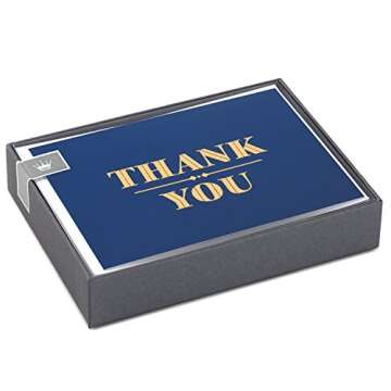 Hallmark Thank You Cards with Envelopes, Navy and Gold Foil (10 Thank You Notes) - 5STZ5022