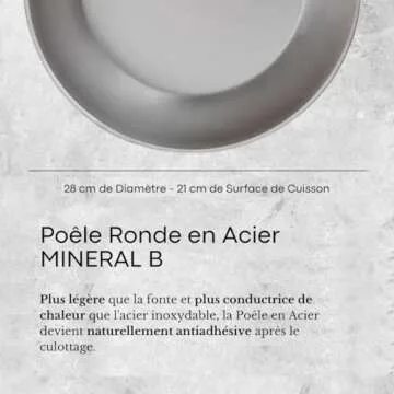 de Buyer MINERAL B Carbon Steel Fry Pan - 11” - Ideal for Searing, Sauteing & Reheating - Naturally Nonstick - Made in France