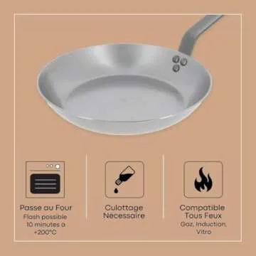 de Buyer MINERAL B Carbon Steel Fry Pan - 11” - Ideal for Searing, Sauteing & Reheating - Naturally Nonstick - Made in France