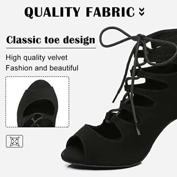 RUYBOZRY Women's Open Toe Ankle Latin Dance Boots Salsa Ballrooom Performence Practice Party Dance Shoes,YCL456-Black-7.5,US 8.5