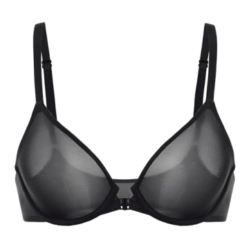INLYRIC Women's Mesh Front Closure Bras Unlined Sheer Demi Plunge Supportive Comfortable Seamless Un...