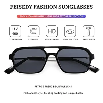 Stylish FEISEDY Vintage Square Aviator Sunglasses