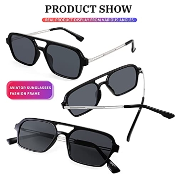 Stylish FEISEDY Vintage Square Aviator Sunglasses