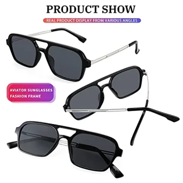 Stylish FEISEDY Vintage Square Aviator Sunglasses