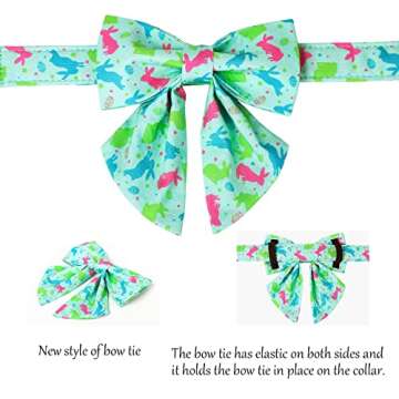 Lionet Paws Easter Dog Collar with Bowtie, Bunny Dog Sailor Bow Collar with Metal Buckle for Dogs and Cats, Adjustable Comfortable Eggs Dog Collar Girl Gift, S, Neck 10-16 in