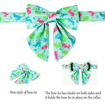 Lionet Paws Easter Dog Collar with Bowtie, Bunny Dog Sailor Bow Collar with Metal Buckle for Dogs and Cats, Adjustable Comfortable Eggs Dog Collar Girl Gift, S, Neck 10-16 in