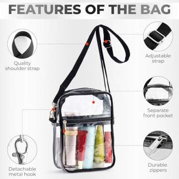 INNOVATIVE HAUS Clear Crossbody Bag for Events